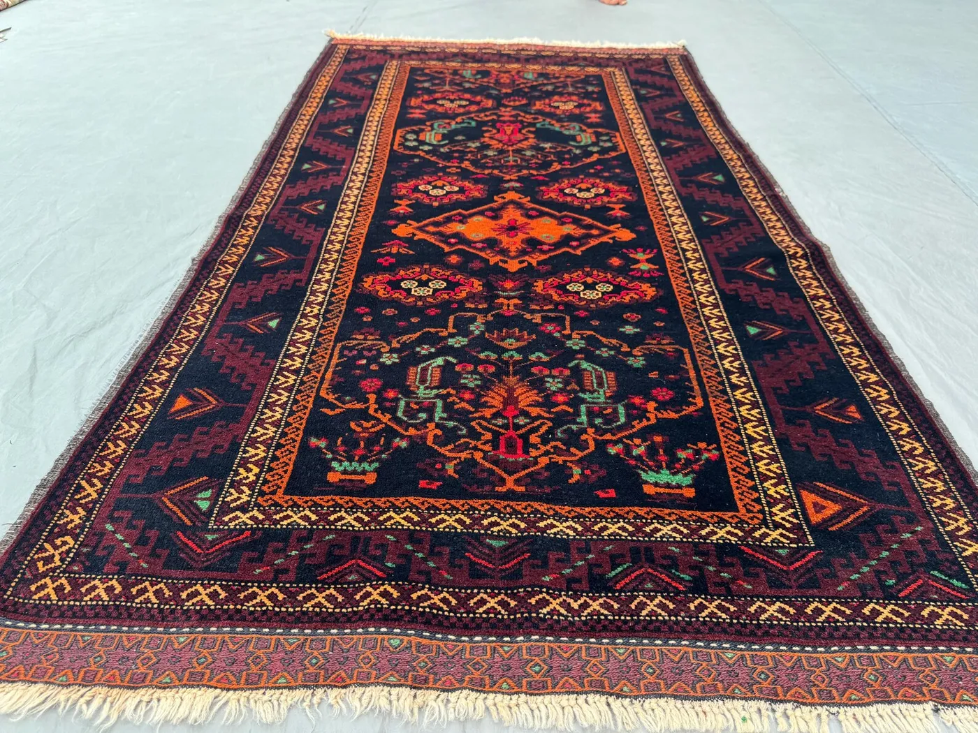 Afghan Hand Knotted Vintage Rug 4 x 7 ft | Soft Pile One of a Kind Small Area Rug | Luxury Tribal Balochi Room Decor | Kitchen decor