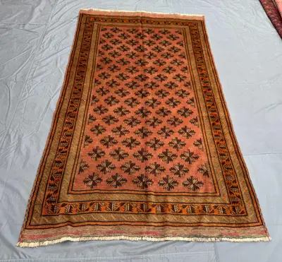 5 × 8 Afghan Hand-Knotted Vintage Rug Terracotta Color Ersari Design Soft Wool Pile Rare Tribal One-of-a-Kind 