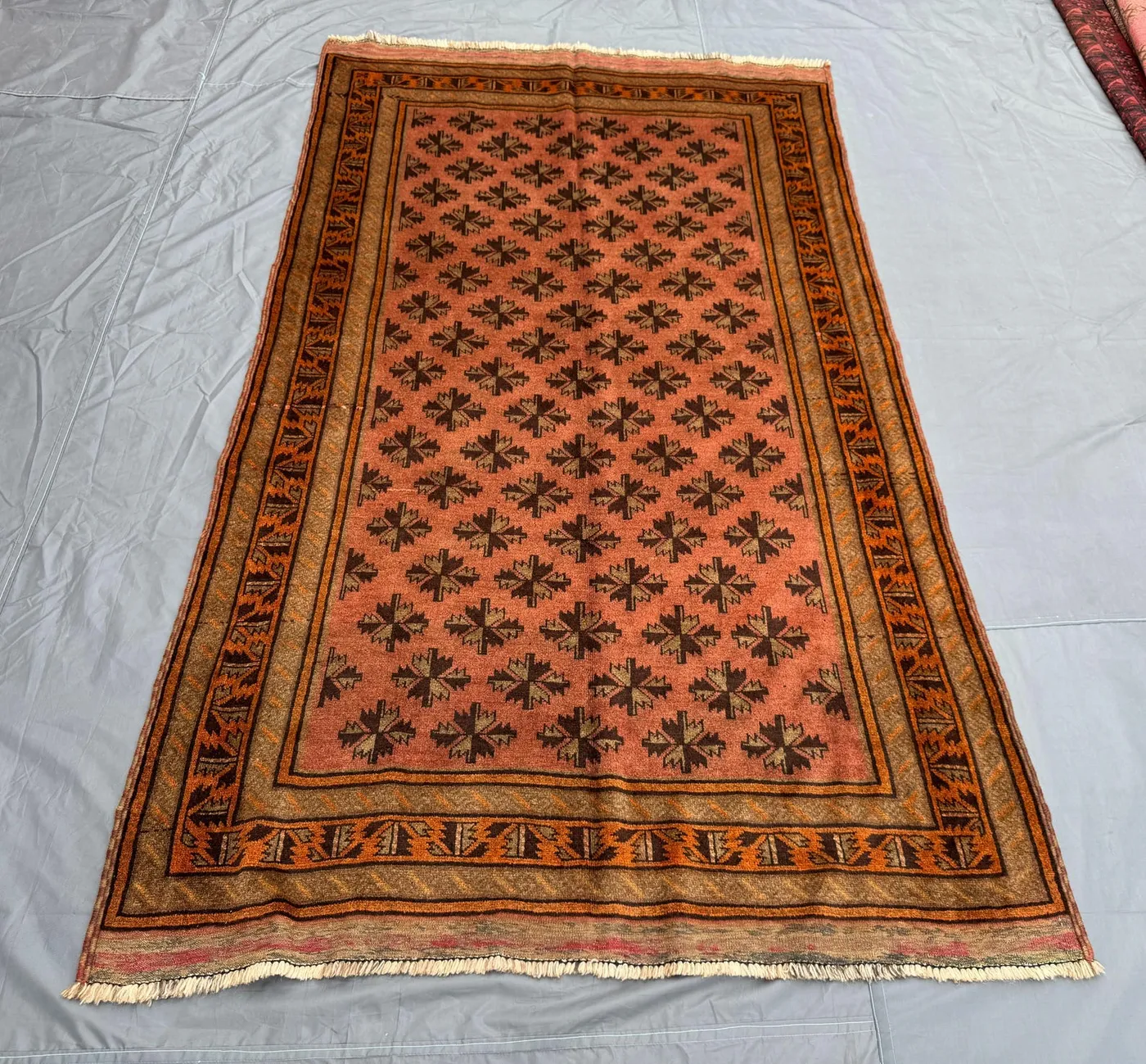5 × 8 Afghan Hand-Knotted Vintage Rug Terracotta Color Ersari Design Soft Wool Pile Rare Tribal One-of-a-Kind Home Decor | Bedroom decor rug