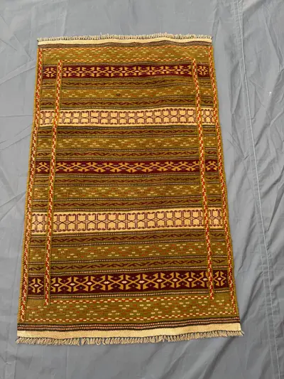 Green 2'4x3'8ft Turkish Tribal Flatweave Rug, Handwoven Wool, Geometric Design, Decorative Area Rug, Small Siz