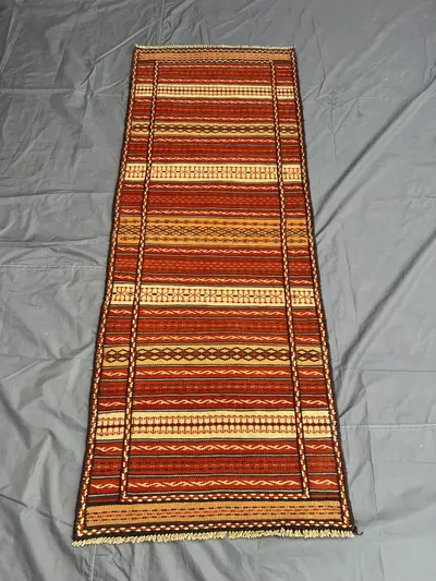 Warm Terracotta "2'5x6'7" ft Handmade Afghan Sumak Runner Rug Tribal Flatweave Geometric Design Long Hallway C