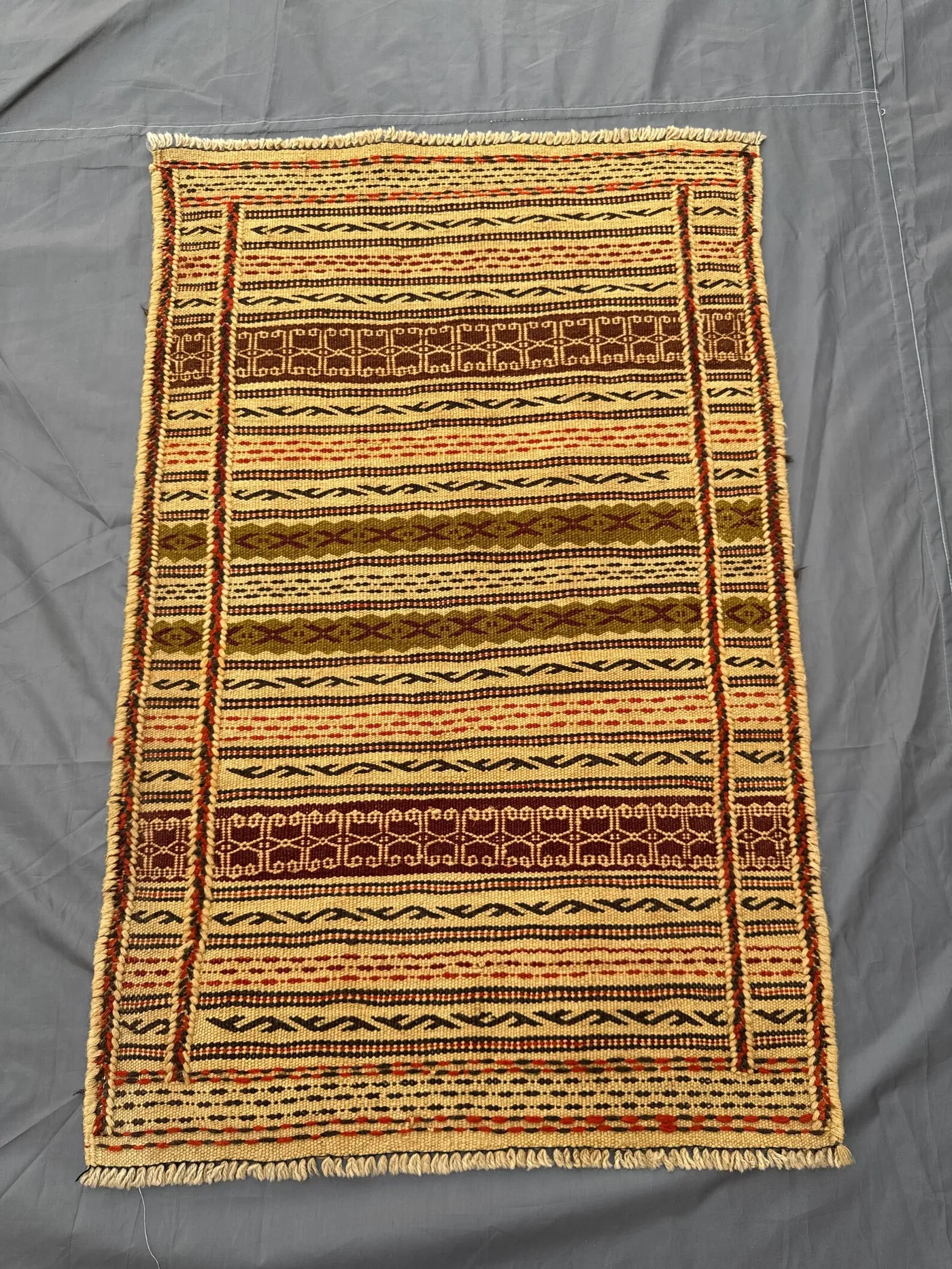 2'2x3'5ft Turkish Tribal Flatweave Wool Rug, Handwoven, Geometric Design, Decorative Area Rug, Small Size entryway study room decor
