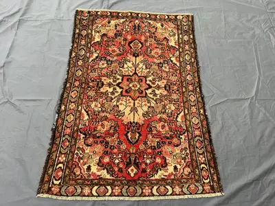 Classic Red "3x5" ft Hand-Knotted Caucasian Vintage Rug Medallion Floral Design Wool Small Area Carpet Traditi