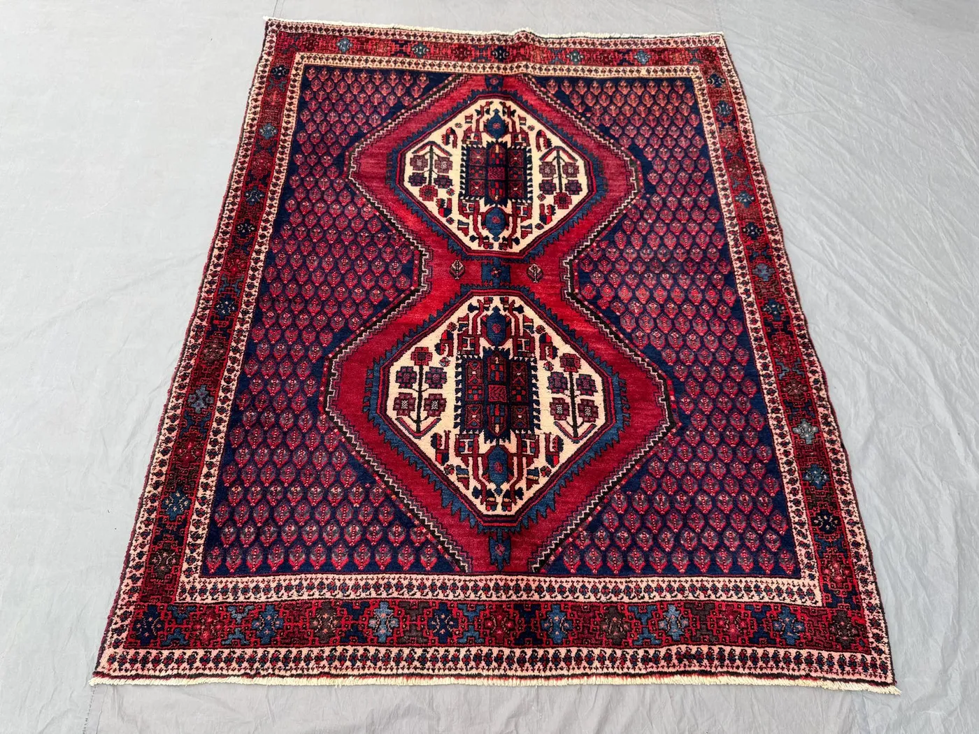 Turkish 4.11x6.3 ft hand knotted vintage rug, soft pile, one of a kind small luxury area rug, traditional Caucasian medallion design