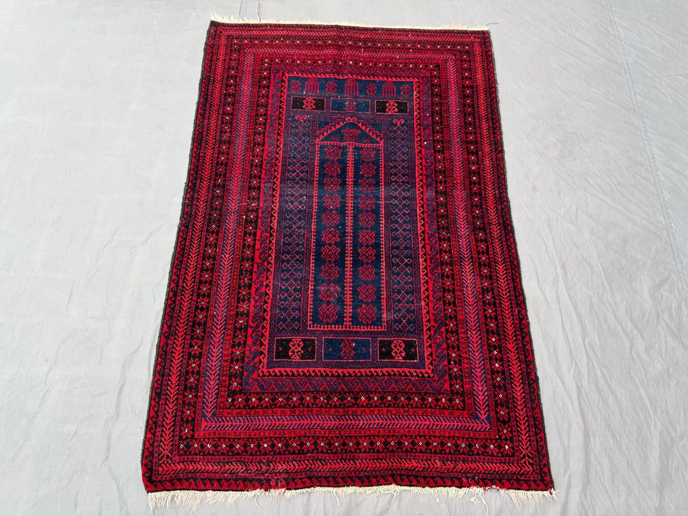 Afghan Hand Knotted Vintage Rug 3 x 5 ft | Soft Pile One of a Kind Small Area Rug | Turkoman Ersari Tribal Design | Bedroom decor