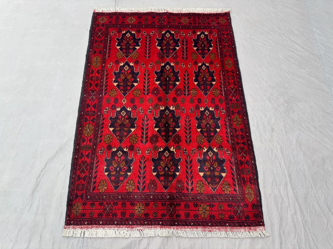 3.5 x 4.10 ft Afghan Hand Knotted Soft Pile Rug, Vintage Turkoman Ersari Design – One of a Kind | Living room & Bedroom decor