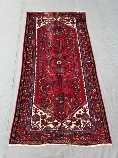 Turkish vintage distressed hand knotted rug 3.5x6.10 ft soft pile one of a kind small area rug tribal caucasia