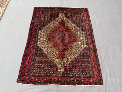 4 x 5 ft Turkish Hand Knotted Vintage Rug Soft Pile One of a Kind Small Area Carpet Traditional Medallion Desi