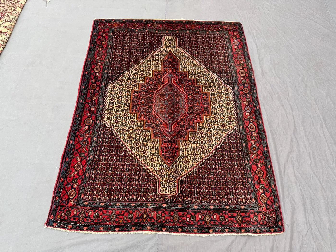 4 x 5 ft Turkish Hand Knotted Vintage Rug Soft Pile One of a Kind Small Area Carpet Traditional Medallion Design Home Decor