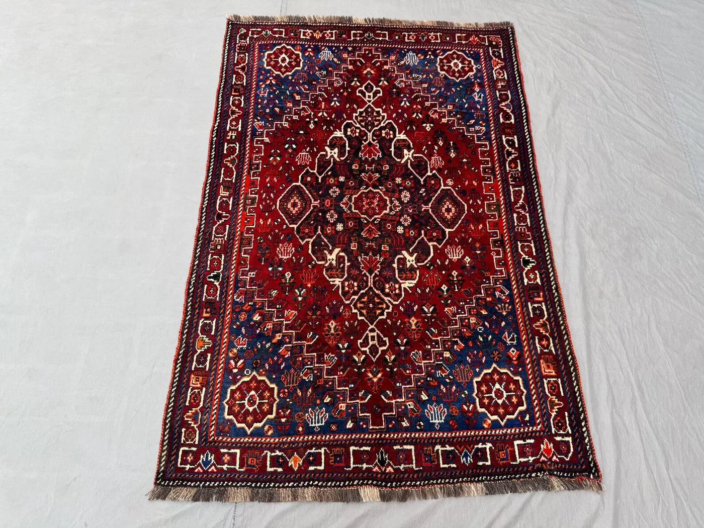 4x6 Caucasian Design Rug | Vintage Turkish Hand-Knotted Wool | Tribal Medallion Soft-Pile Area Rug