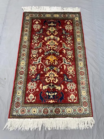 Turkish Hand Knotted Rug 3 x 6 ft | Vintage Soft Pile | Small Area Rug | Anatolian Design | One of a Kind | Tu