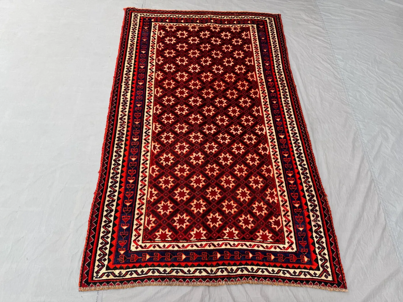 Turkish Hand Knotted Rug 4 x 7 ft | Vintage Soft Pile | One of a Kind | Turkish Inspired Caucasian Design | Large Area Rug | Bedroom decor