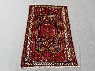 Vintage Afghan Hand Knotted Rug 3 x 5 ft | Soft Pile One of a Kind Small Area Decor | Balochi Tribal Boho Wool