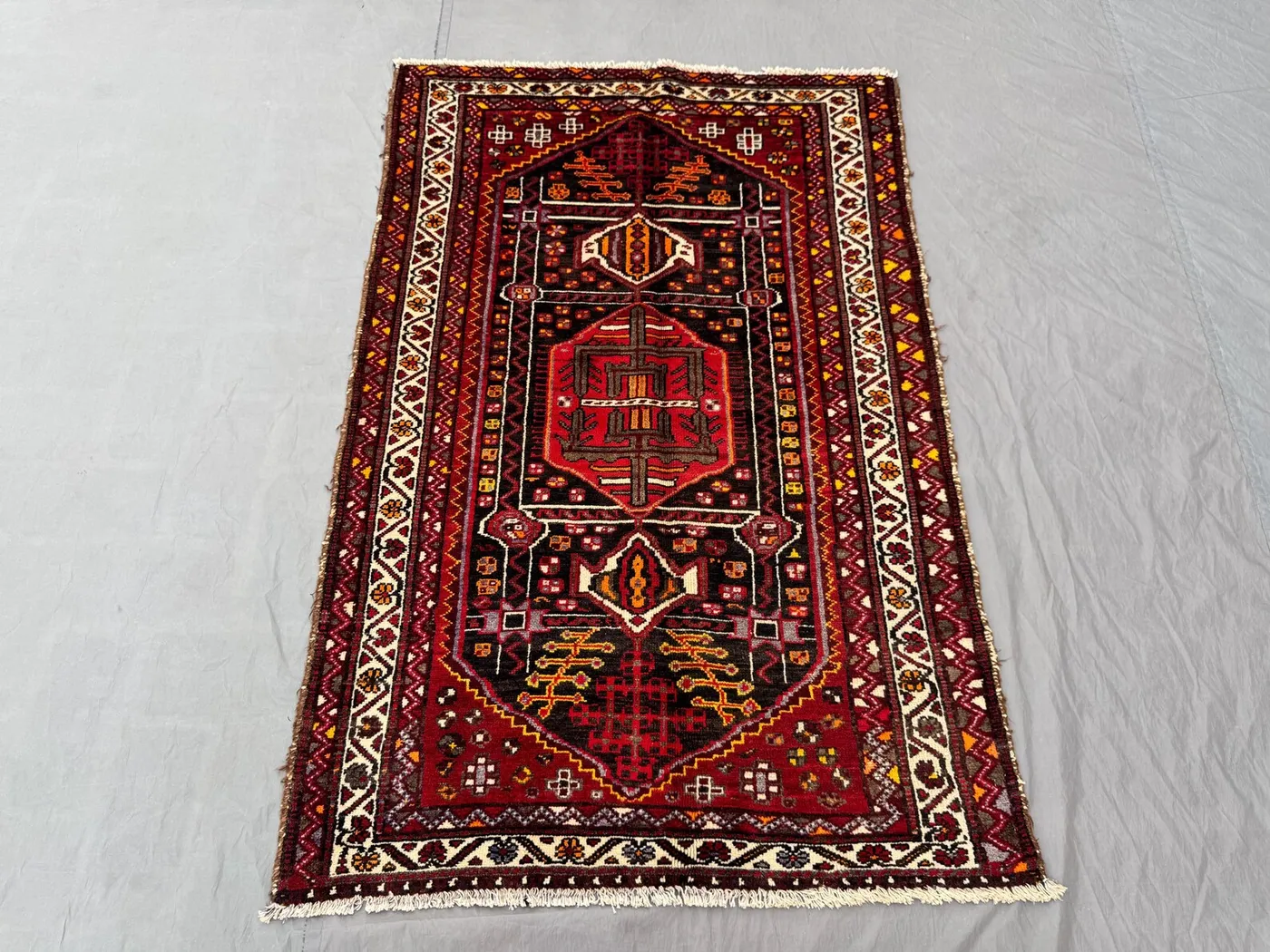 Vintage Afghan Hand Knotted Rug 3 x 5 ft | Soft Pile One of a Kind Small Area Decor | Balochi Tribal Boho Wool Rug | Living room decor