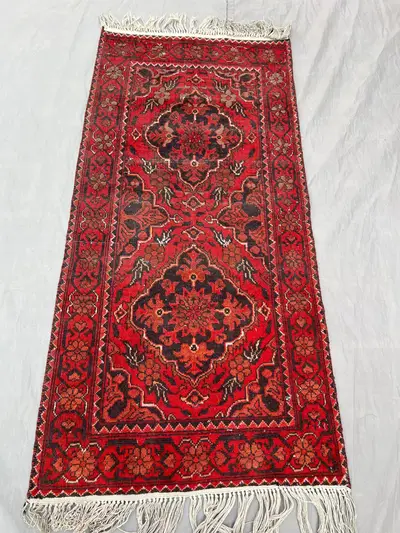 1'10 x 3'10 ft Afghan Hand-Knotted Vintage Rare Low Pile Distressed Rug Small Area Decor Rug Turkoman Ersari D