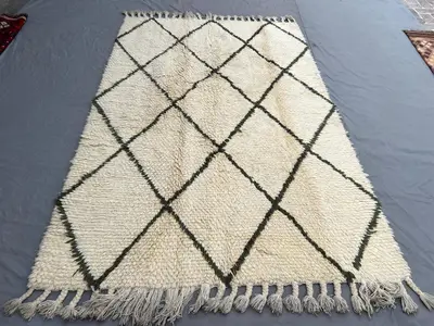 6 x 9 ft Afghan Hand-Knotted Vintage Moroccan Design Rug Unique Full Soft Pile One-of-a-Kind High Pile, Large 