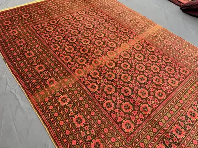 7x9 Turkmen Bashiri Rug, Tribal Wool Vintage Rug, Soft Nomadic Area Rug, One Of A Kind Authentic Carpet, Red B