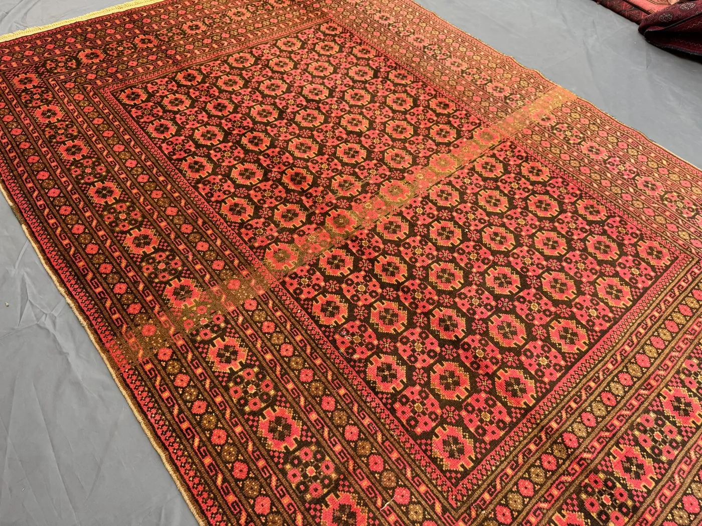7x9 Turkmen Bashiri Rug, Tribal Wool Vintage Rug, Soft Nomadic Area Rug, One Of A Kind Authentic Carpet, Red Brown Handwoven Bedroom Rug