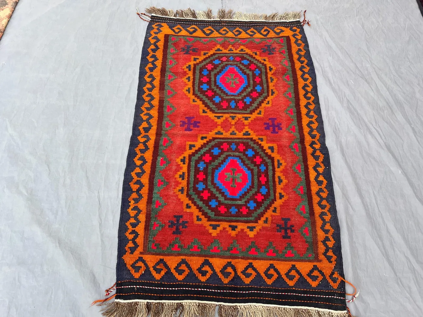 3 x 5 ft Afghan Hand-Woven Vintage Kilim One-of-a-Kind Maimana Design Flat-Weave Wool Handcrafted Bohemian Decor for Living Room or Bedroom