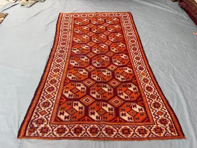 Afghan Vintage Hand-Knotted Rug | Soft Pile Mishwani Design | 5 x 8 ft (125 x 255 cm) | One-of-a-Kind Boho Hom