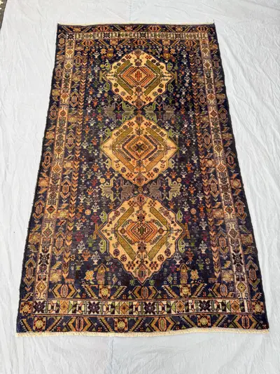 Vintage Turkish Hand-Knotted Rug 4 x 6 ft Soft Pile One of a Kind Anatolian Design Small Area Rug Authentic Ha
