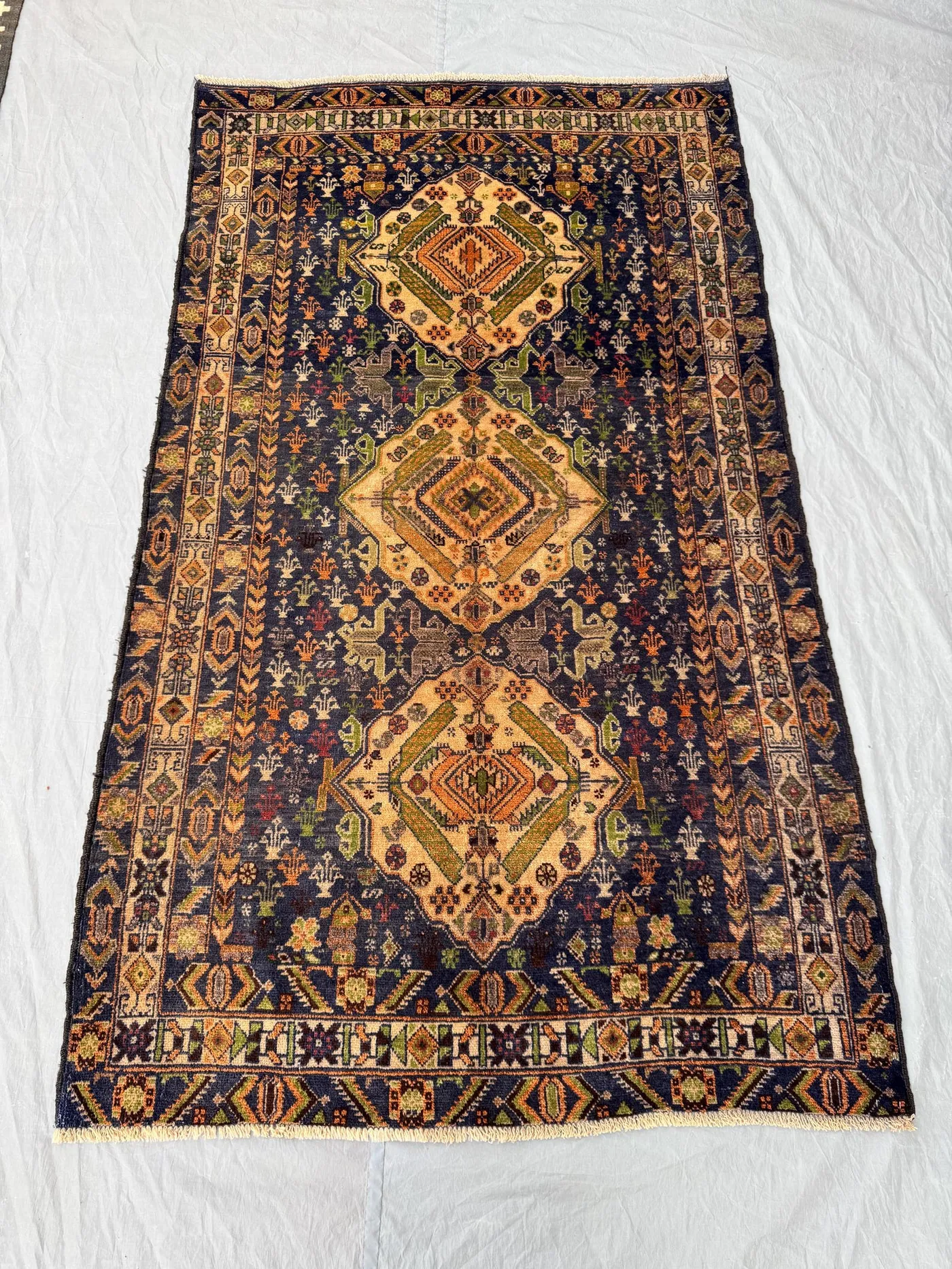 Vintage Turkish Hand-Knotted Rug 4 x 6 ft Soft Pile One of a Kind Anatolian Design Small Area Rug Authentic Handmade Rug | Bedroom decor