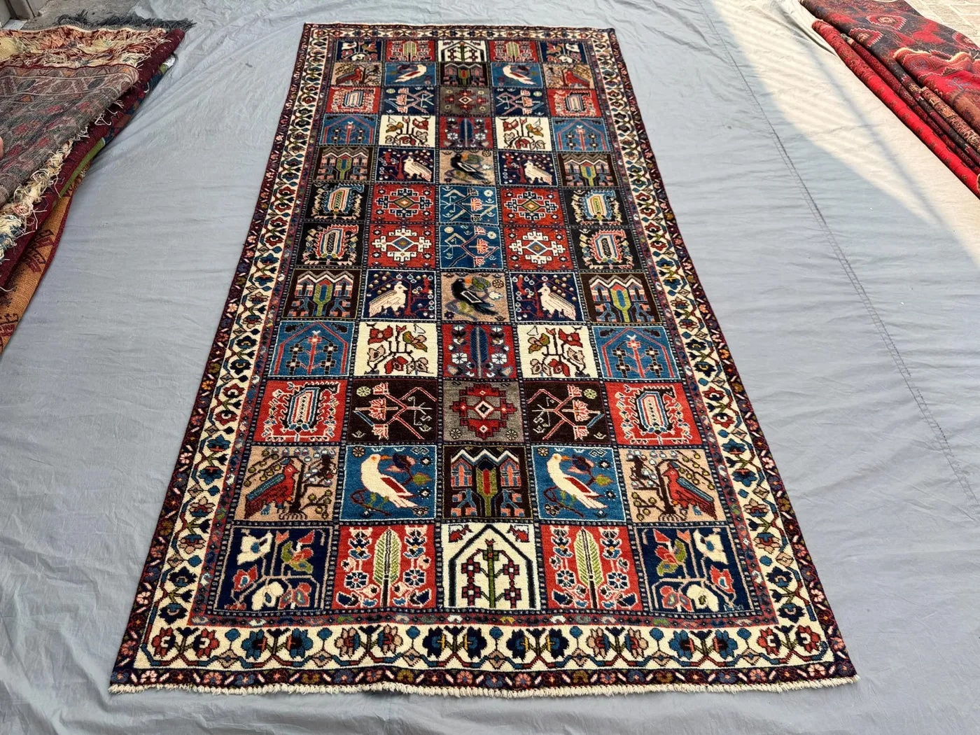 5 x 10 ft Afghan Hand-Knotted Vintage Balochi Rug Pictorial Animal Print Soft Wool Pile Rare Tribal Design, Ideal for Living Room, Bedroom
