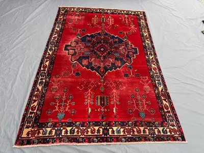 5'6x8'3 ft Turkish Inspired Wool Handmade Vintage Area Rug, Hand Knotted Caucasian Style, Soft Wool, Tradition