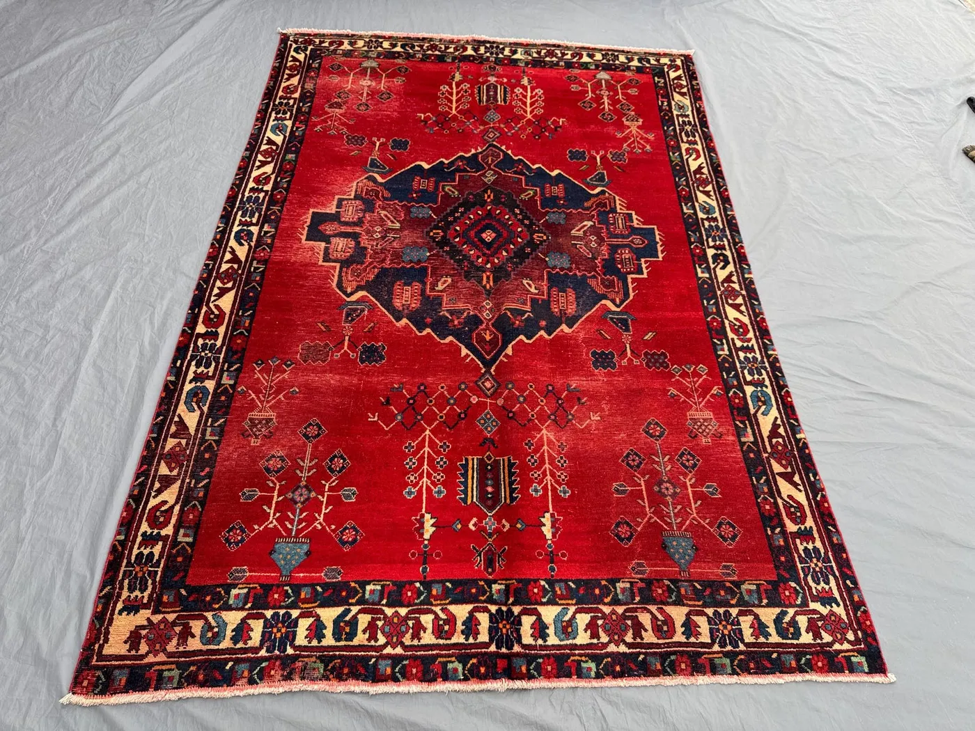 5'6x8'3 ft Turkish Inspired Wool Handmade Vintage Area Rug, Hand Knotted Caucasian Style, Soft Wool, Traditional Design