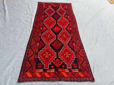 4 x 9 ft Turkish Hand Knotted Rug Vintage Soft Pile One of a Kind Luxury Home Decor Caucasian Design | Kitchen