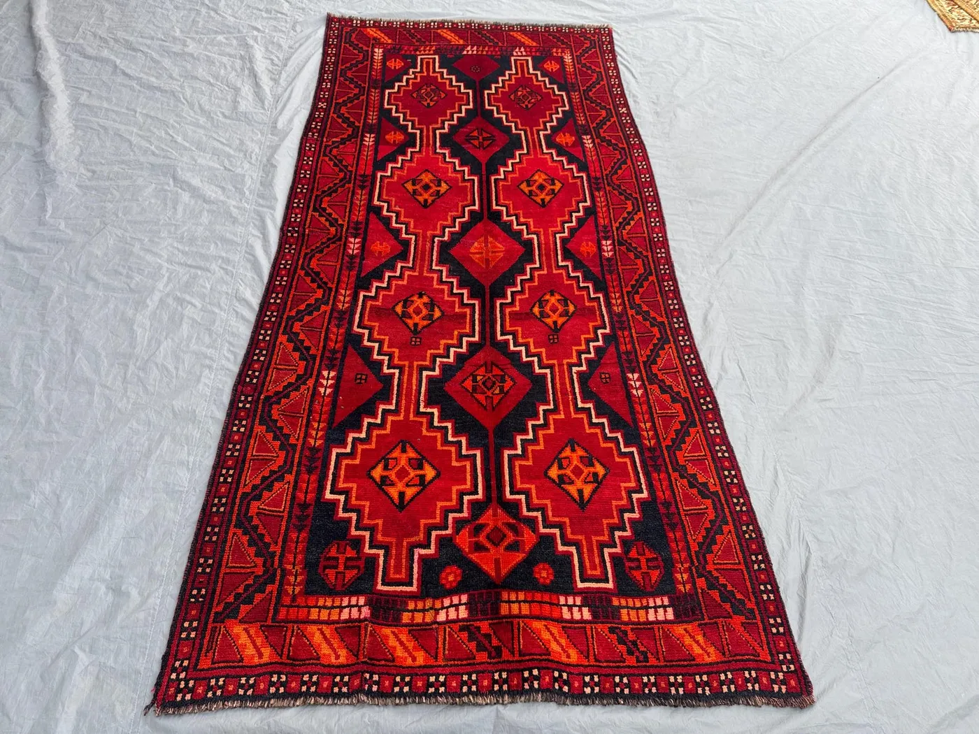 4 x 9 ft Turkish Hand Knotted Rug Vintage Soft Pile One of a Kind Luxury Home Decor Caucasian Design | Kitchen & Bedroom decor