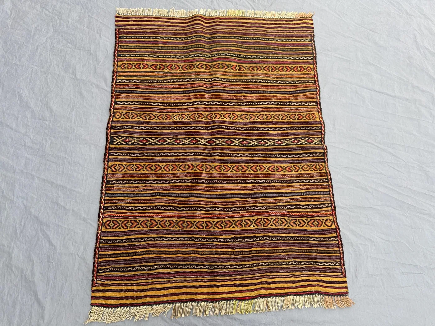 3 x 4 Ft Afghan Hand Woven Vintage Flat Weave Kilim Rug, One of a Kind Home Boho Decor, Luxury Anatolian Design