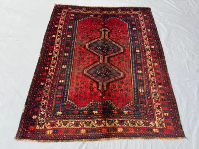 5.3 x 6.4 Ft Afghan Hand Knotted Vintage Soft Pile One of a Kind Home Boho Decor Rug, Luxury Balochi Design Di