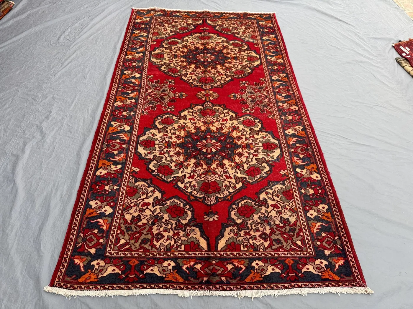 Red 5'3x9'9 Ft Turkish Inspired Caucasian Wide Runner Rug, Soft Pile, Floral Design, Vintage Rug, Antique Style Display Rug, Bedside Rug