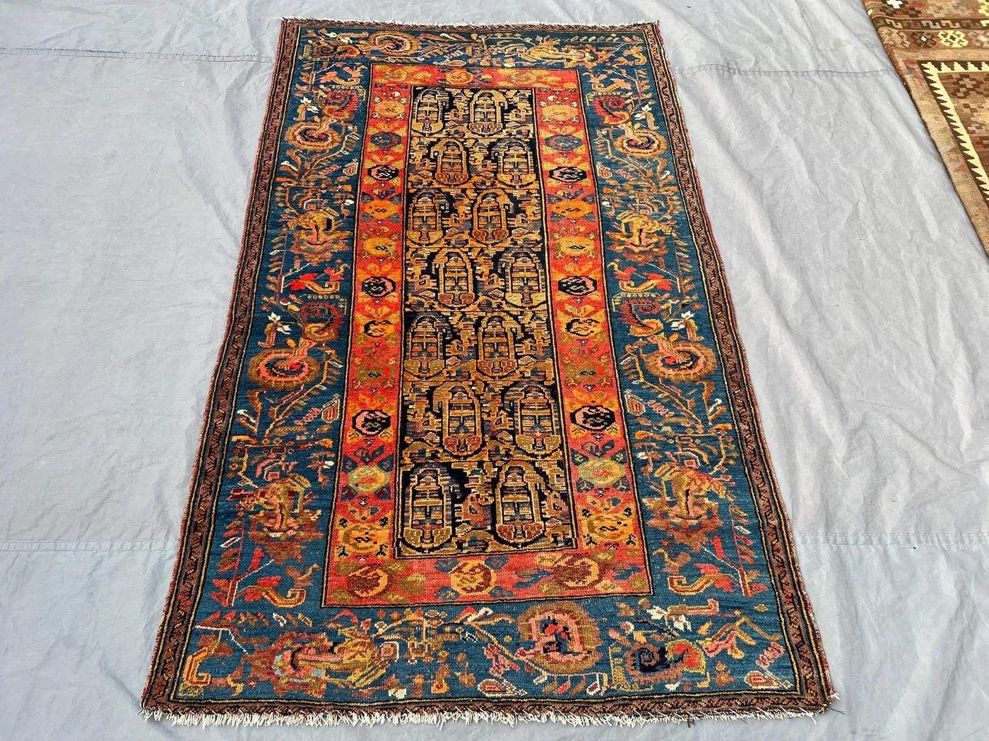 3'11" x 6'5" Antique Hand-Knotted Rug, Tribal Wool Turkmen Design, Turkish One-of-a-Kind Soft Pile Vintage Area Carpet, for Home Decor