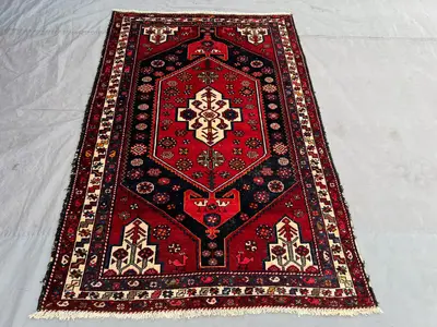 4'5 x 6'7 ft Turkish Hand-Knotted Vintage Rug, Rare Soft Pile One-of-a-Kind Carpet, Caucasian-Inspired Medalli