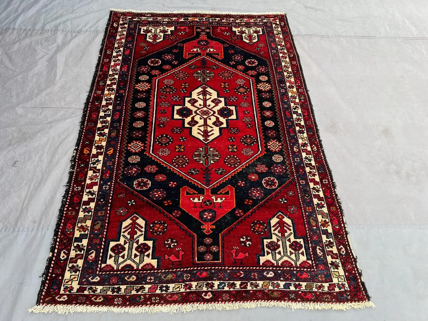 4'5 x 6'7 ft Turkish Hand-Knotted Vintage Rug, Rare Soft Pile One-of-a-Kind Carpet, Caucasian-Inspired Medallion Design, Living room decor