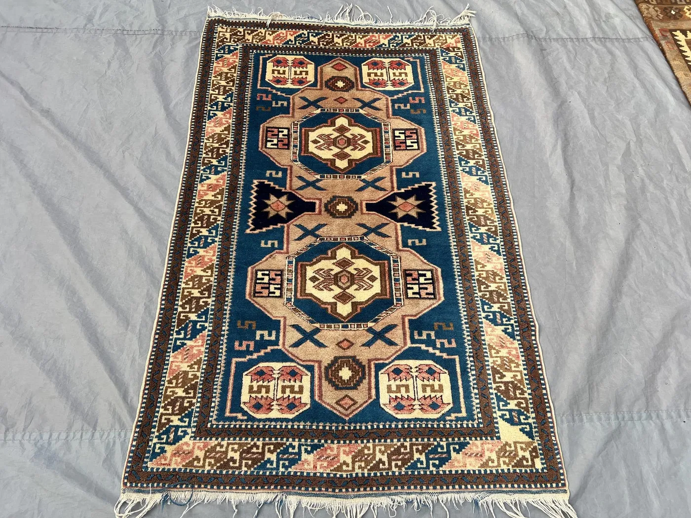 3'5 x 5'5 ft Antique Caucasian Kazak Rug, Hand Knotted Wool Carpet, Tribal Geometric Design, Vintage Oriental Small Area Rug, Home Decor