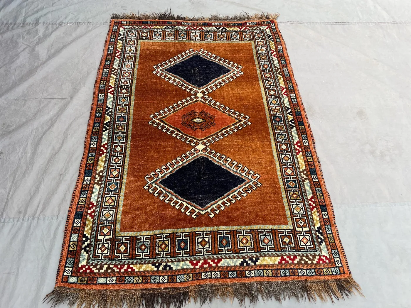 4x6 Vintage Afghan Kazak Rug, Hand-Knotted Soft Wool Carpet, Tribal Moroccan Style Rug, Geometric Pattern Area Rug, Bedroom Rug