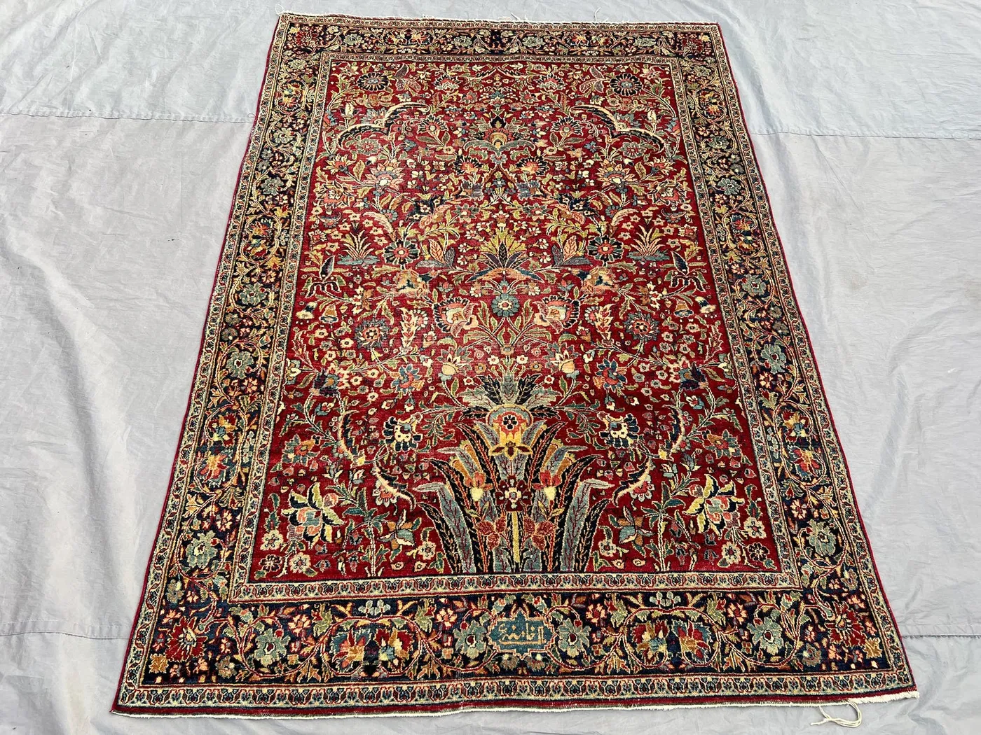4'9x6'10 Antique Caucasian Kazak Design Rug | Low-Pile Distressed Hand-Knotted Wool | Tribal Geometric Carpet