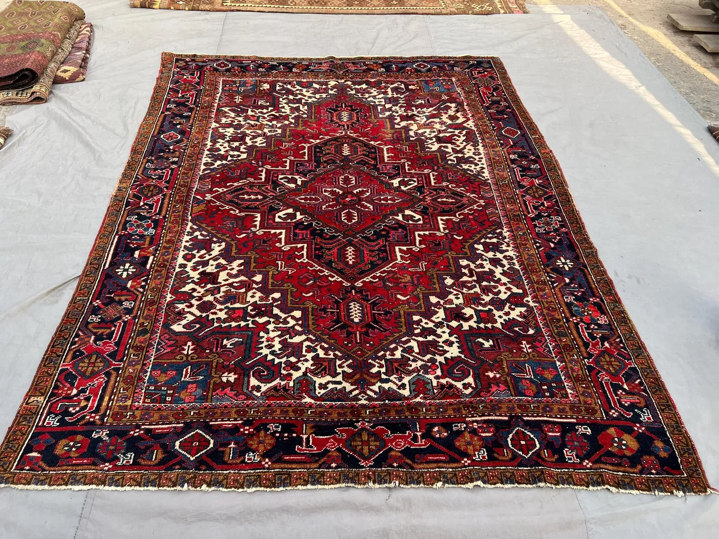7'2x9'5 Persian-Style Floral Medallion Rug | Hand-Knotted Afghan Wool | Red Boteh & Paisley Vine Large Carpet