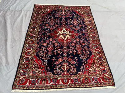 5x7 Turkish hand knotted vintage soft pile Rug, one of a kind luxury area decor rug, Geometric Faded Rug, Turk