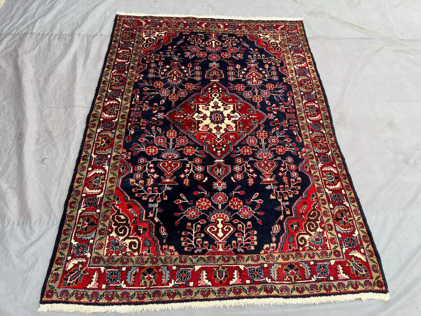 5x7 Turkish hand knotted vintage soft pile Rug, one of a kind luxury area decor rug, Geometric Faded Rug, Turkish medallion design Floor Rug