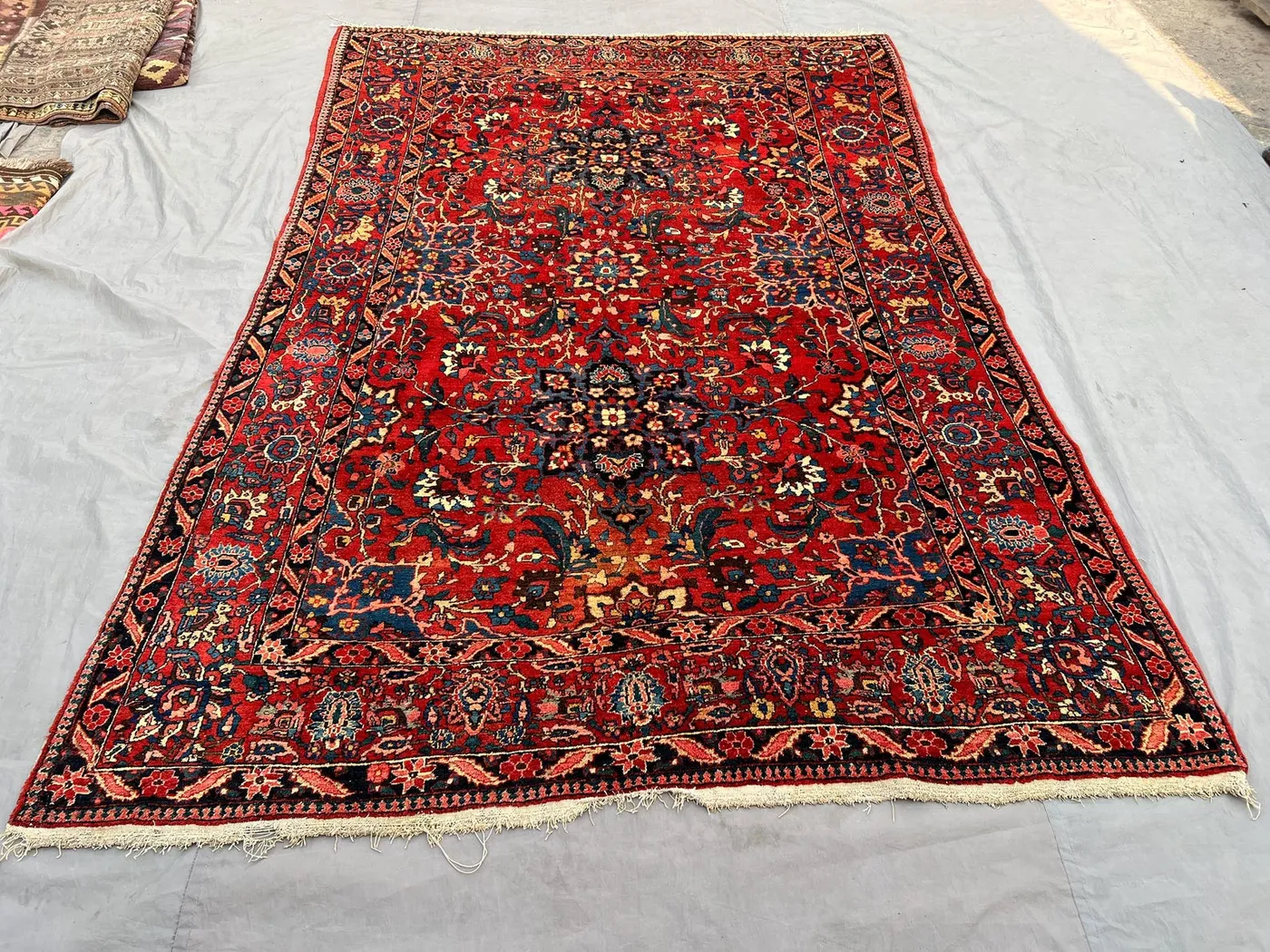 Hand Knotted Afghan Rug, 7 x 10 Vintage Soft Pile One of a Kind Rug, Luxury Room Decor, Turkish Inspired Caucasian Design, Bedroom Rug