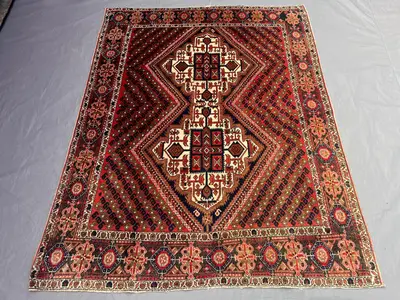 4.9x6 ft Vintage Afghan Baluchi Hand Knotted Rug Geometric Medallion Tribal Wool Area Rug Living Room Bedroom 