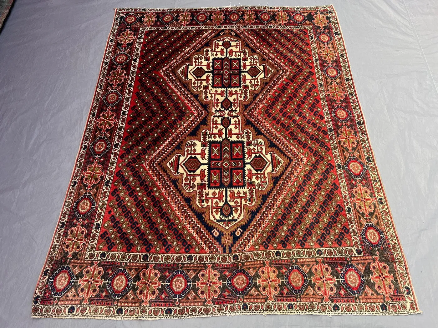 4.9x6 ft Vintage Afghan Baluchi Hand Knotted Rug Geometric Medallion Tribal Wool Area Rug Living Room Bedroom Dining Room One Of A Kind