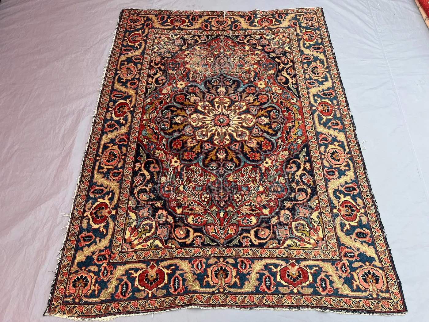 Red 6'1 x 4'7 ft Vintage Afghan Handknotted Rug, Soft Pile, Floral Medallion Design, Geometric Tribal, Turkish Inspired, Living Room Decor