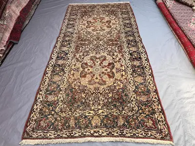 5'2 x 10 ft Antique Turkish-Inspired Medallion Hand-Knotted Rug, Vintage Wool Area Rug, Living Room, Boho Chic