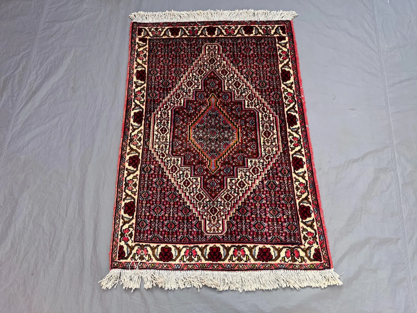Vintage 3'5 x 2'5 ft Afghan Baluchi Hand-Knotted Rug, Geometric Design, Soft Pile, Traditional Accent Rug Living Room Hallway Entryway