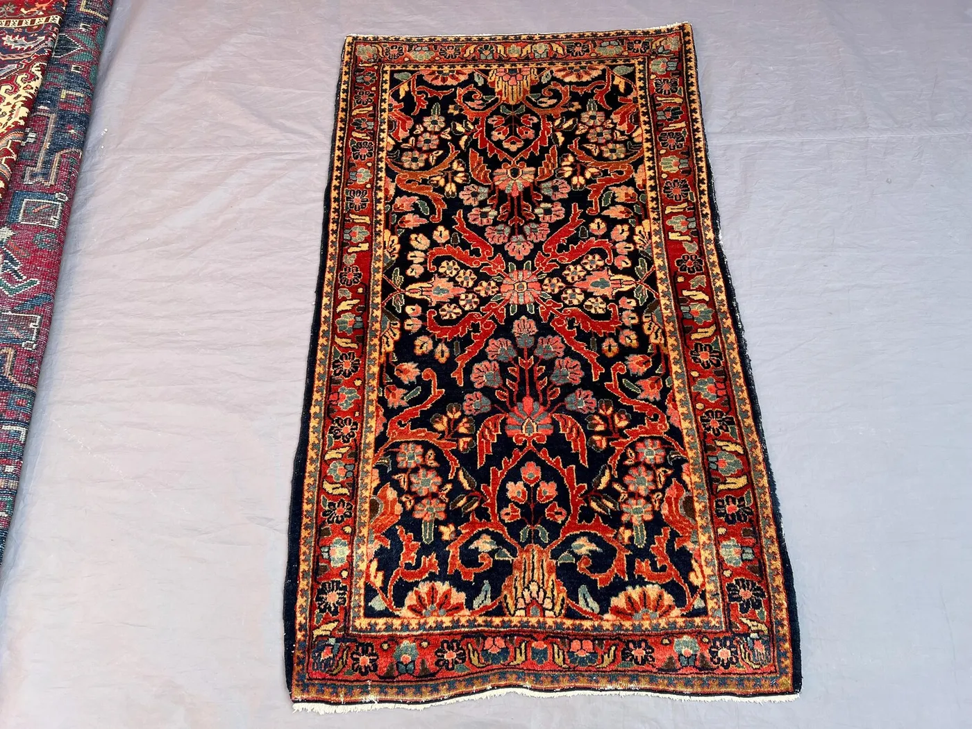 Antique 2'6 x 4'4 ft Afghan Baluchi Hand-Knotted Rug, Floral Design, Soft Pile, Traditional Accent Rug, Tribal Wool Living Room Bed Room